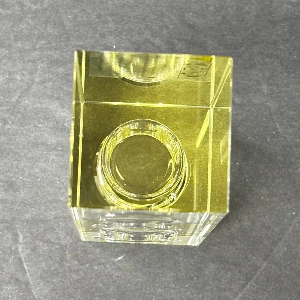 Anthropologie Modern Cut Glass Candle Holder in Yellow, NIB.